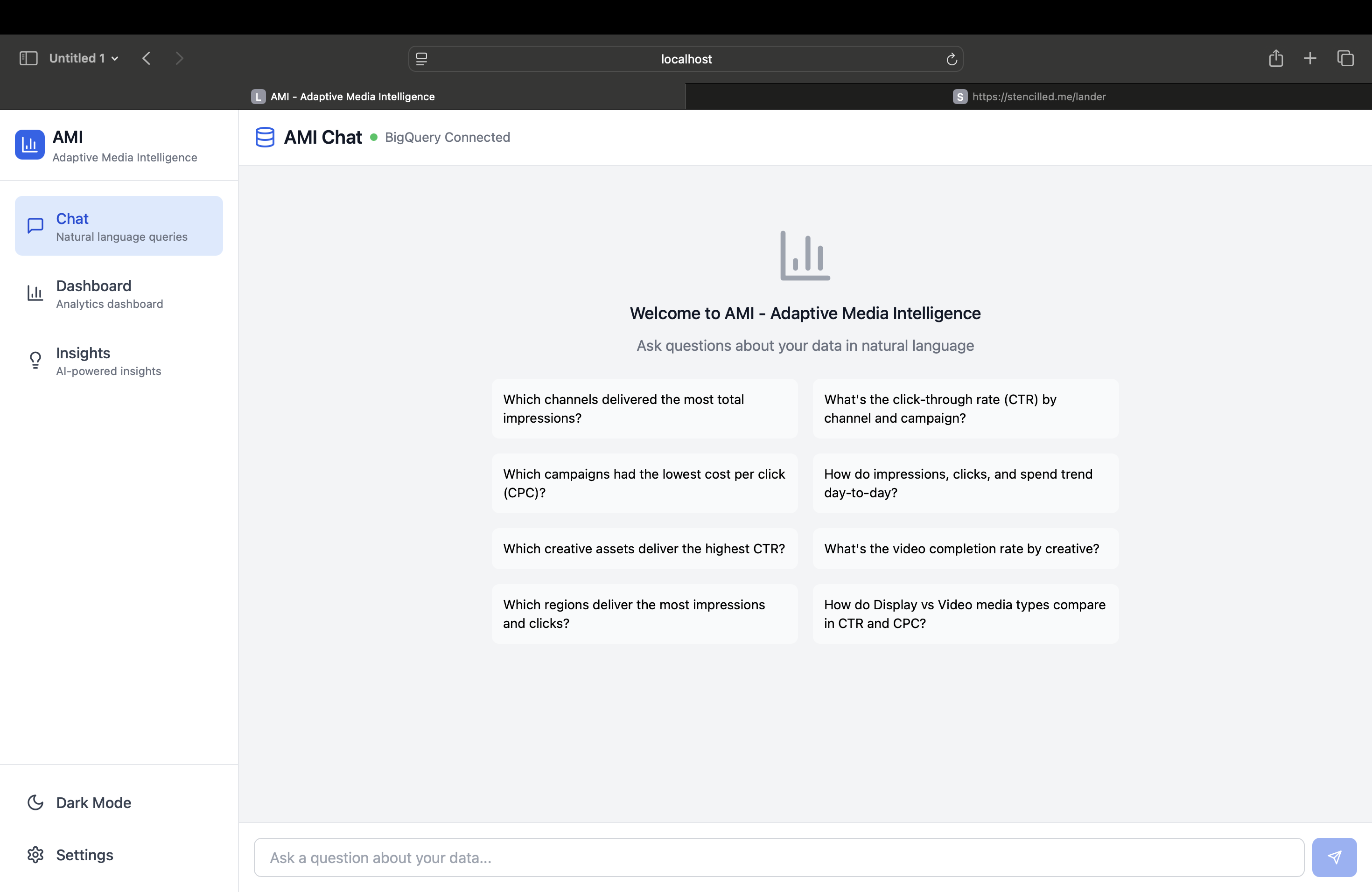 Chat Interface with a question about channel performance